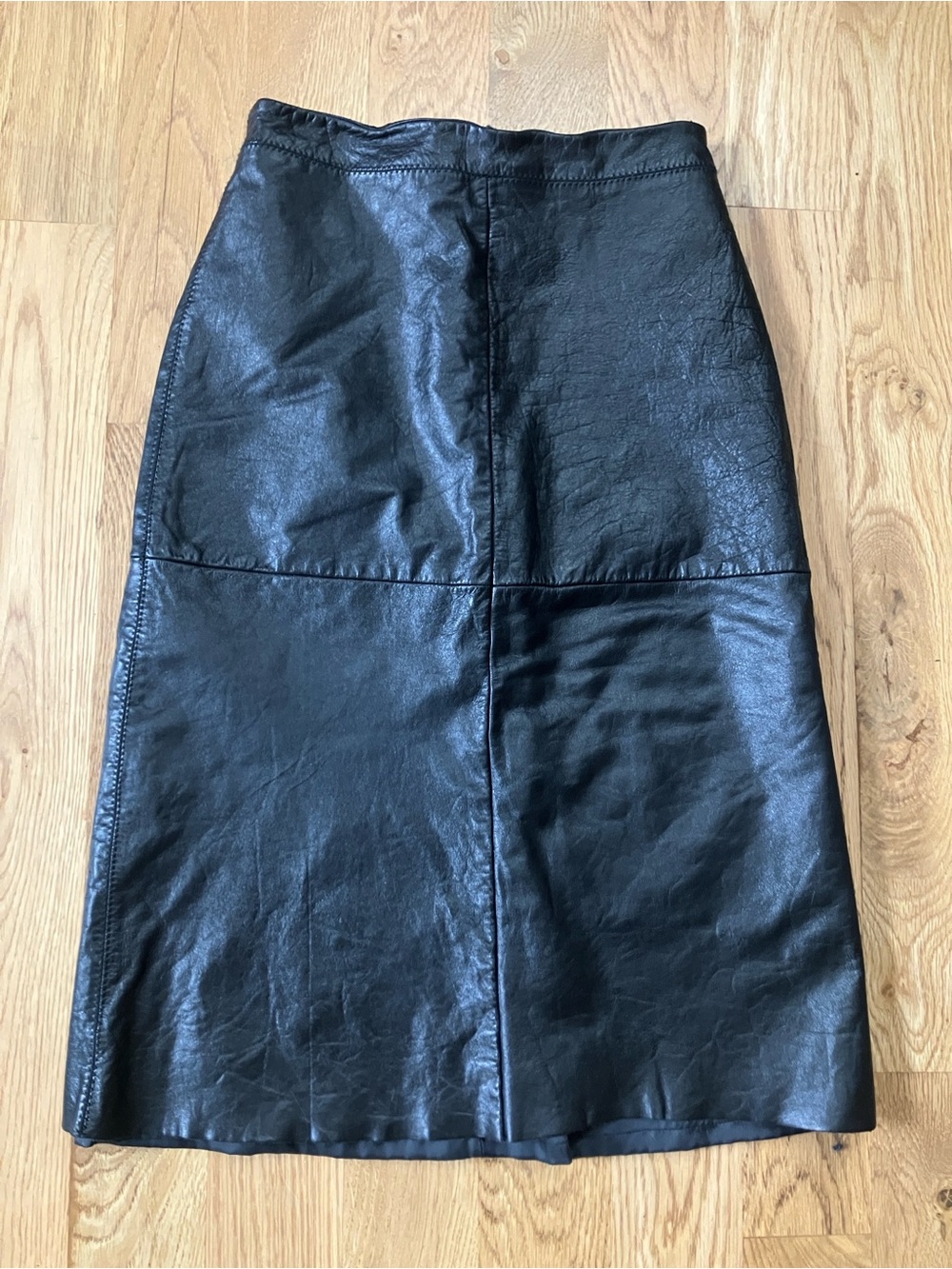 GAP Black Leather Panel Midi Pencil Skirt